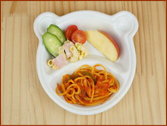 ランチプレートくまクマ子供キッズベビー離乳食子供食器お子様ランチ仕切り皿アニマル動物お食い初めおしゃれかわいい絵付け用白白磁ポーセラーツポーセリンアート食洗機対応あす楽可ラッピング不可【HLS_DU】