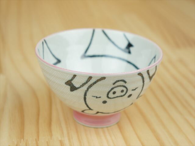 アニマル ご飯茶碗 かやめブタ ピンク 美濃焼 和食器 日本製 茶碗 飯碗 陶器 キッズ かわいい ぶた お子様 子供用 食…