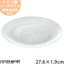 イマージュ ガラス 27.6×1.9cm クープ皿 丸 プレート トルコ製 ケーキ皿 デザート スイーツ パスタ皿 夏 涼しい 大きい 大皿 皿 ワンプレート 食器 かわいい インスタ映え 北欧 北欧風 カフェ 業務用 光洋陶器