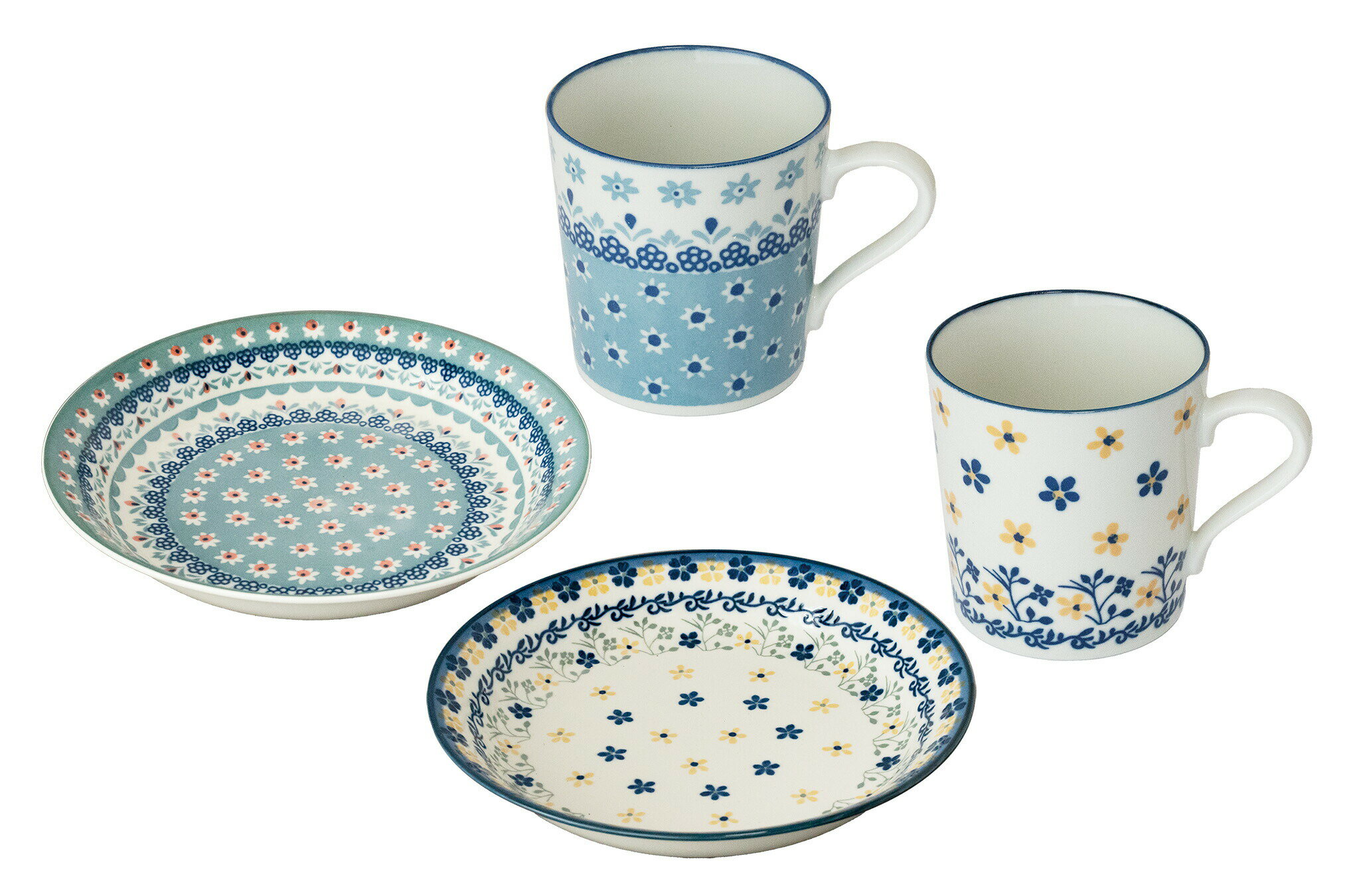 【楽天スーパーSALE 半額 割引】美濃焼 食器 ギフト BOX入 パスタ皿 マグカップ 各2色SET ペアパスタ&マグセット レモン ターコイズ カレー皿 パスタ ポーリッシュ マルサン近藤 箱入 陶器 日本製 おしゃれ プレゼント誕生日 御祝 レンジ対応