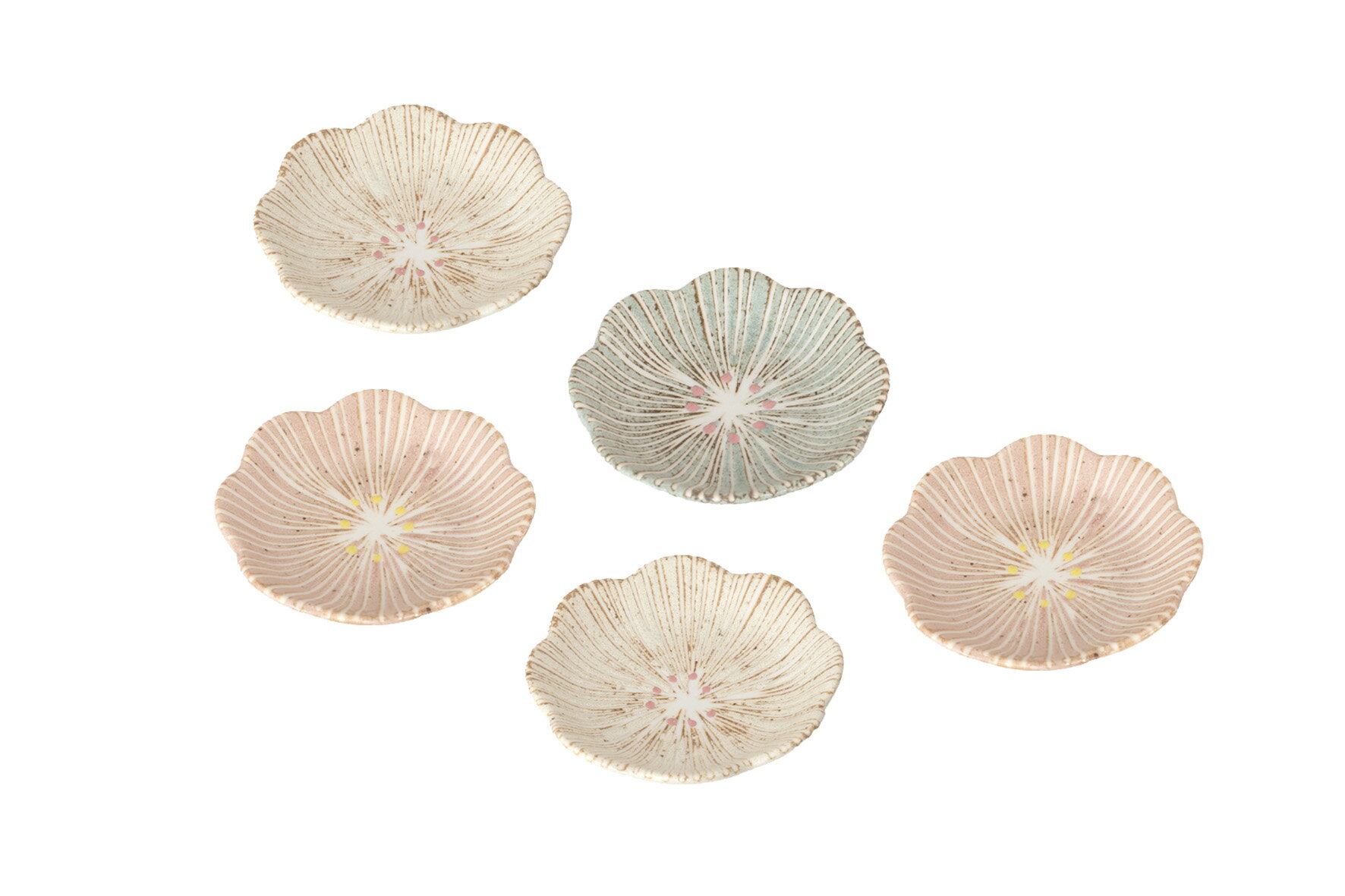 美濃焼 食器 はなこまち シリーズ 豆皿揃 豆皿 φ10.5×H2.5cm マルサン近藤 豆鉢×5 磁器 便利 おしゃれ ギフト プレゼント 食洗機対応 レンジ対応 ラッピング対応