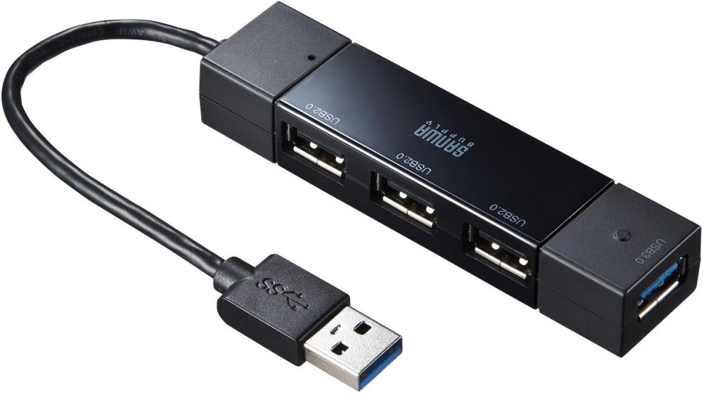 【中古】サンワサプライ USB3.0+USB2.0コンボハブ ブラック USB-HAC402BK