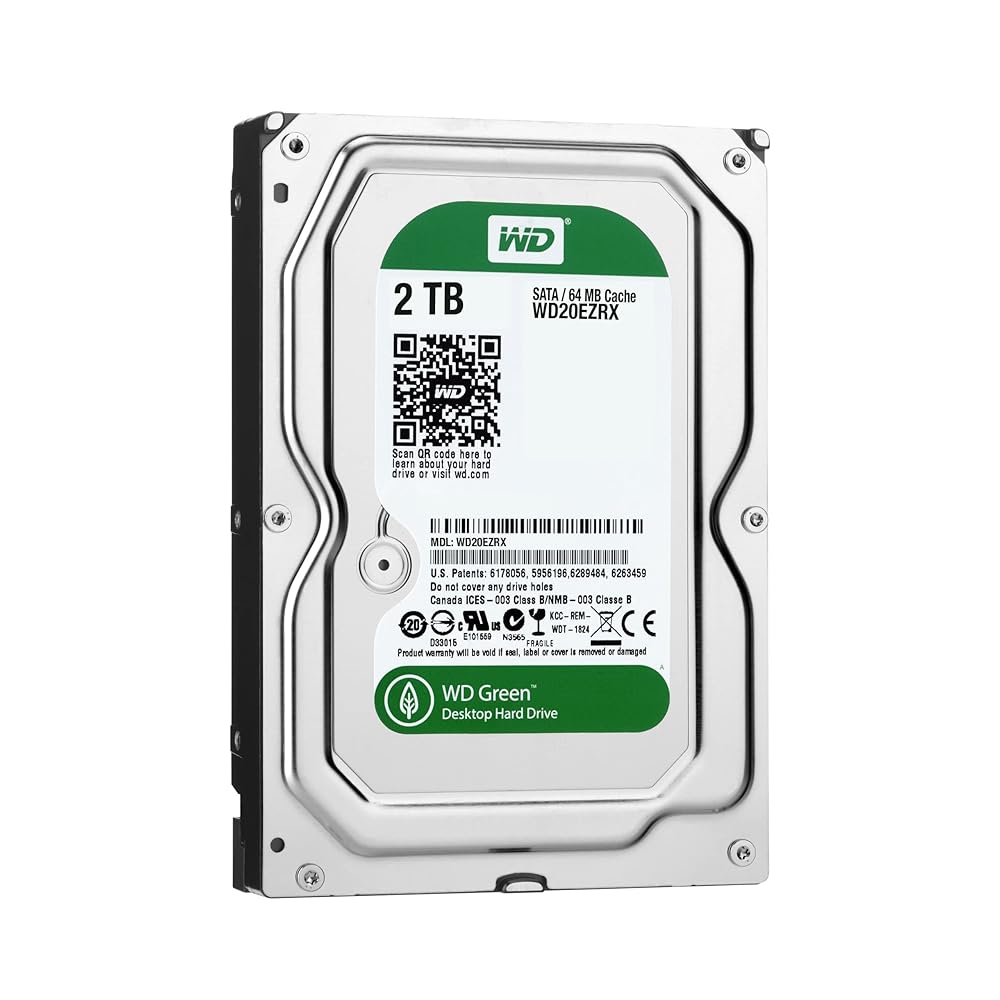 【整備済み品】 WD HDD 内蔵ハードディスク 3.5インチ 2TB Green WD20EZRX 低消費電力 Intellipower SATA 6Gb/s 6ヶ月保証