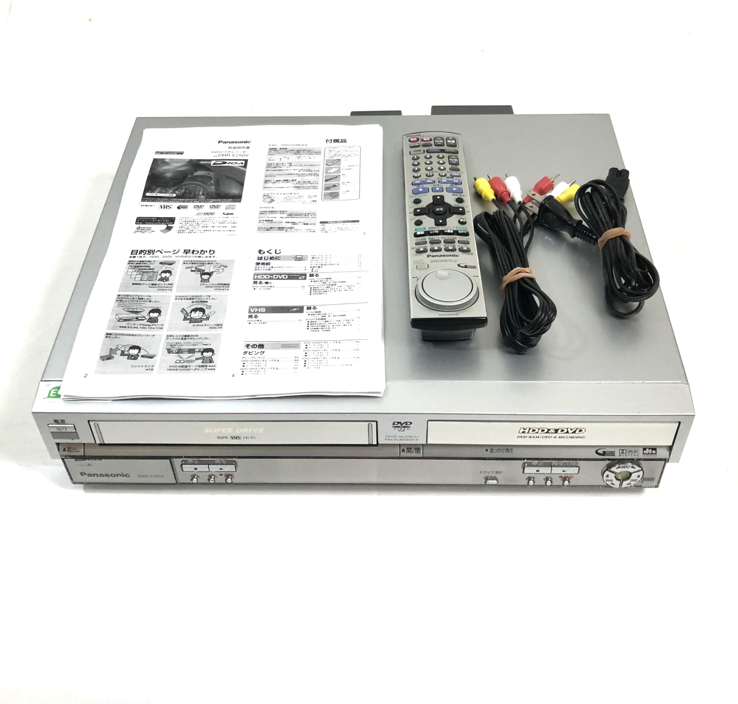 【整備済み品】パナソニック Panasonic DMR-E250V VHSビデオ一体型 DVDレコーダー DIGA 160GB VHS→DVDダビング対応 ビデオデッキ DVD録画再生 地デジ非搭載 シルバー