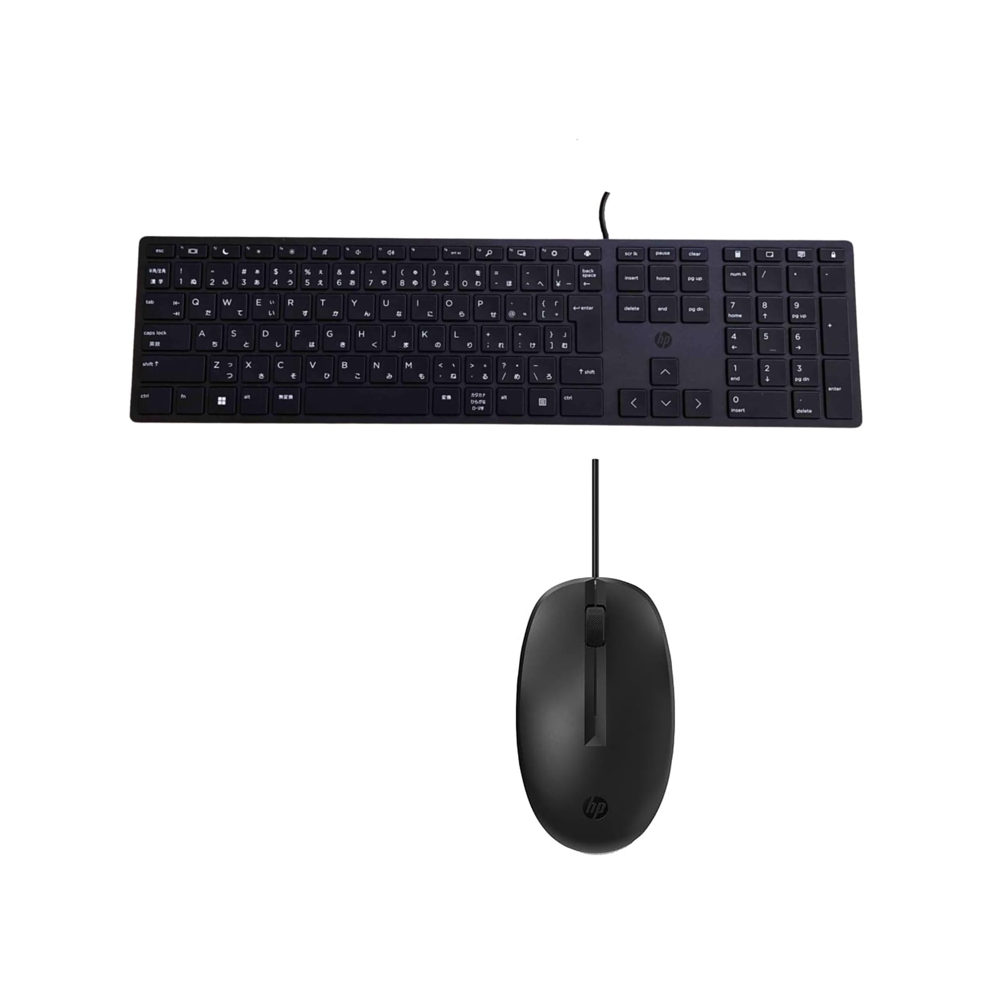【新品】HP 有線キーボード 320K 日本語配列 ＆ HP 128 レーザー有線マウス セット テンキー付き 薄型 USB接続 事務用 オフィス ブラック