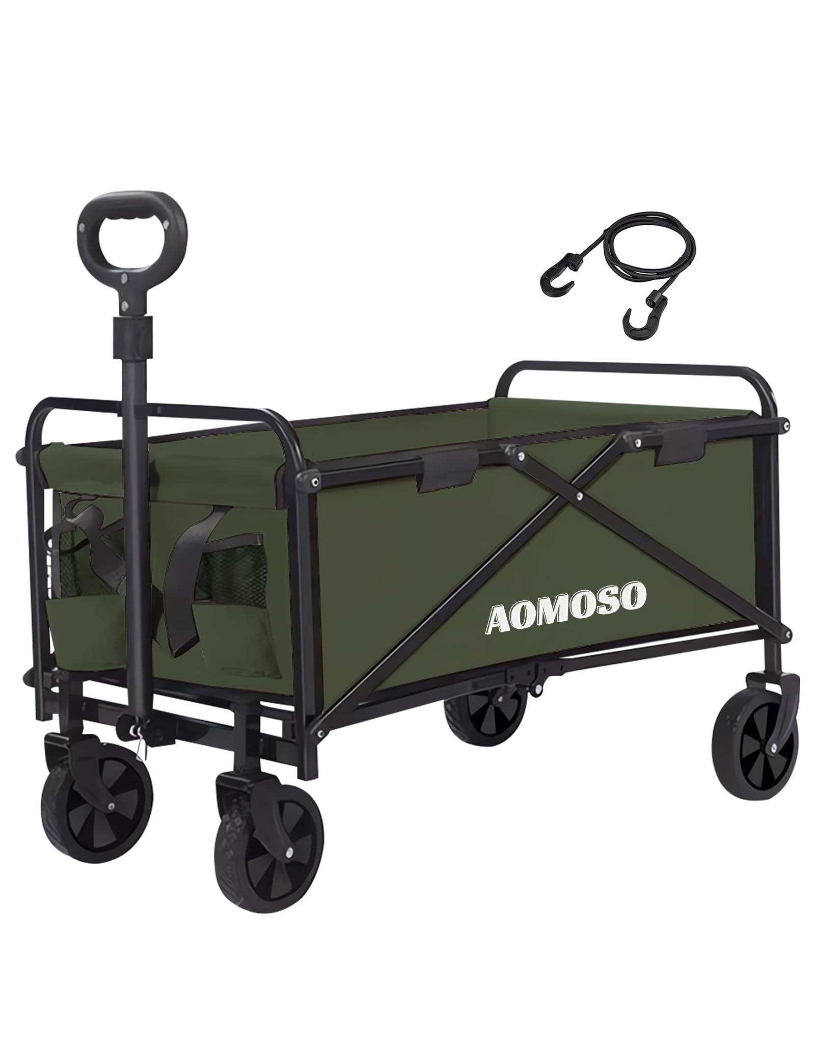 キャリーワゴン 折りたたみ式キャリーカート アウトドアキャンプカート ワイドタイヤ搭載 大容量120L 耐荷重100kg 自立式収納 BBQ 釣り キャンプ 運動会用などに最適
