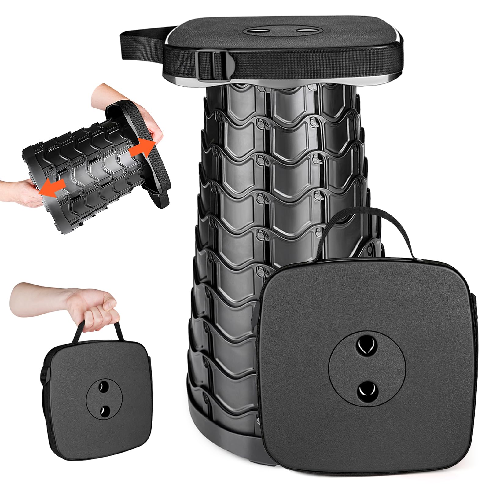 【2024年新登場】折りたたみ椅子 アウトドアチェア 折畳椅子 コンパクト 角型 超軽量1秒開閉 耐荷重220KG 高さ調整可能 伸縮式スツール 防水 キャンプ 釣り 体育会 花見用