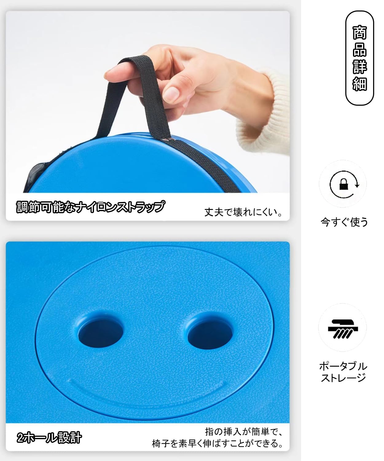 折りたたみ椅子 伸縮式 アウトドアチェア 折り畳み式 キャンプ椅子 キャンプスツール 軽量 防水 持ち手付き 持ち運び便利 1秒開閉可能 耐荷重150KG 釣り/観戦/屋内/屋外用 (ブラック) js-sister-10003230 LIFE WORK DESIGN サンプル画像3