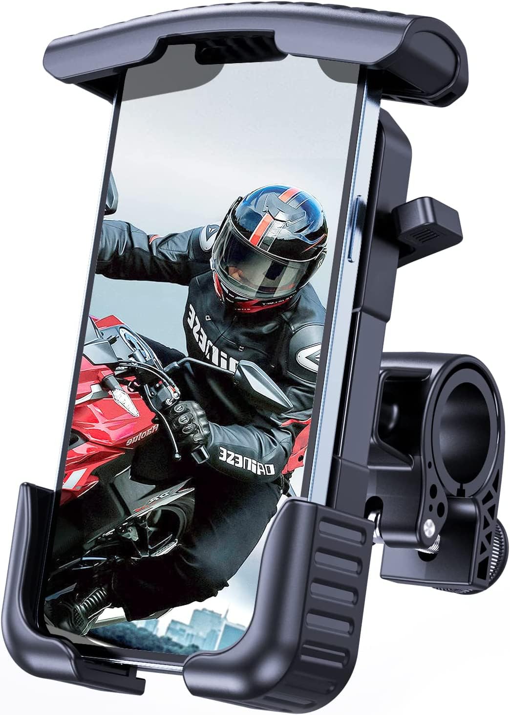 片手操作 自転車 スマホホルダー 振動吸収 ロードバイク スマートフォンホルダー 360度回転 簡単取付 自転車携帯ホルダー 自転車すまほホルダー クロスバイク用 スマホスタンド ママチャリ用ケータイホルダー ベビーカー スマホ固定 落下防止 オートバイ