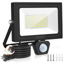 LEDセンサーライト 屋外 屋内兼用 人感センサーライト LED投光器 80W 7200LM フラッドライト LEDライト 外灯 IP66防水 明暗人感センサー...