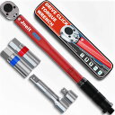 トルクレンチ プレセット型 差込角9.5mm 3/8インチ 5-70N バイク用 車 スパークプラグソケット エクステンションバー 変換ソケット レッド