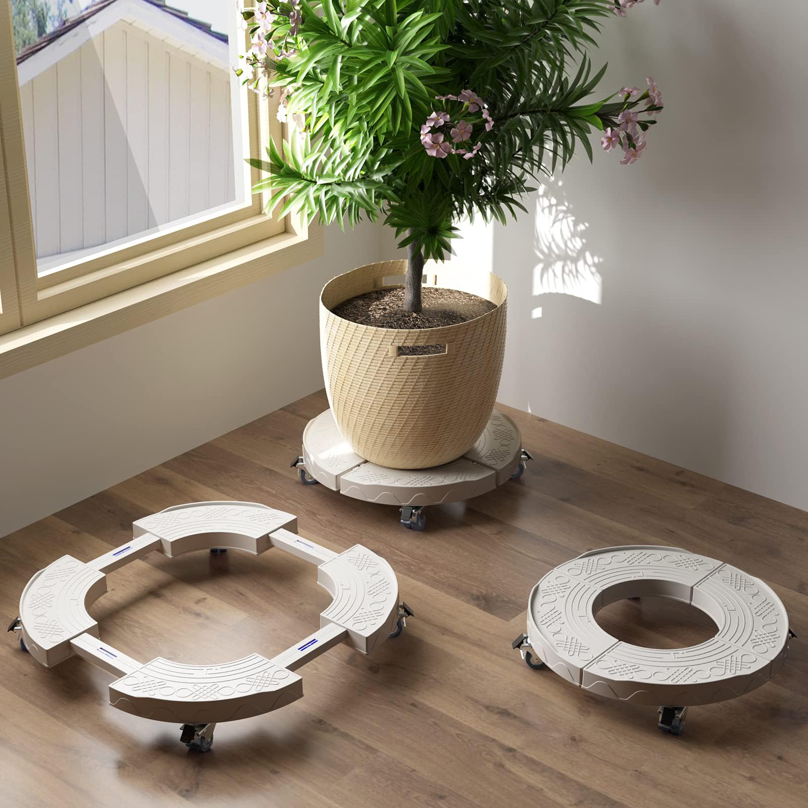 花台 鉢受プレート移動できる植木鉢台 キャスター付き 伸縮タイプ サイズ調節可 植木鉢台 ブレーキ付き..