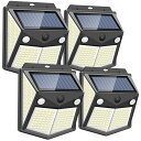 【\300円OFF/】ソーラーライト 屋外 200LED センサーライト 2つ人感センサー搭載 検知距離/角度が広い 4面発光 太陽光発電 防犯ライト 防水 自...