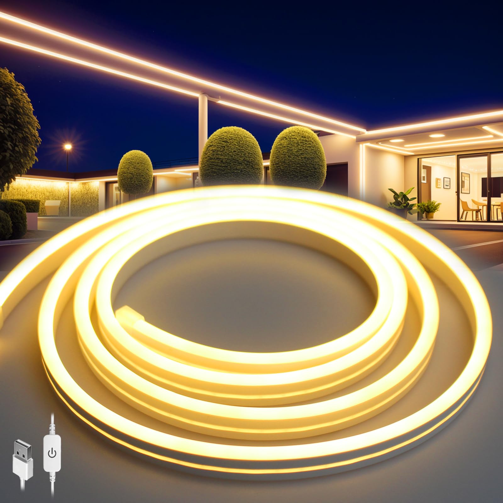 5V USB LEDテープライト 調光可能 120SMD/M 防水 8mm-15mmはほとんど無計画にトリミング 明るい両面テープ 柔軟性 間接照明 DIY 装飾 5メートル