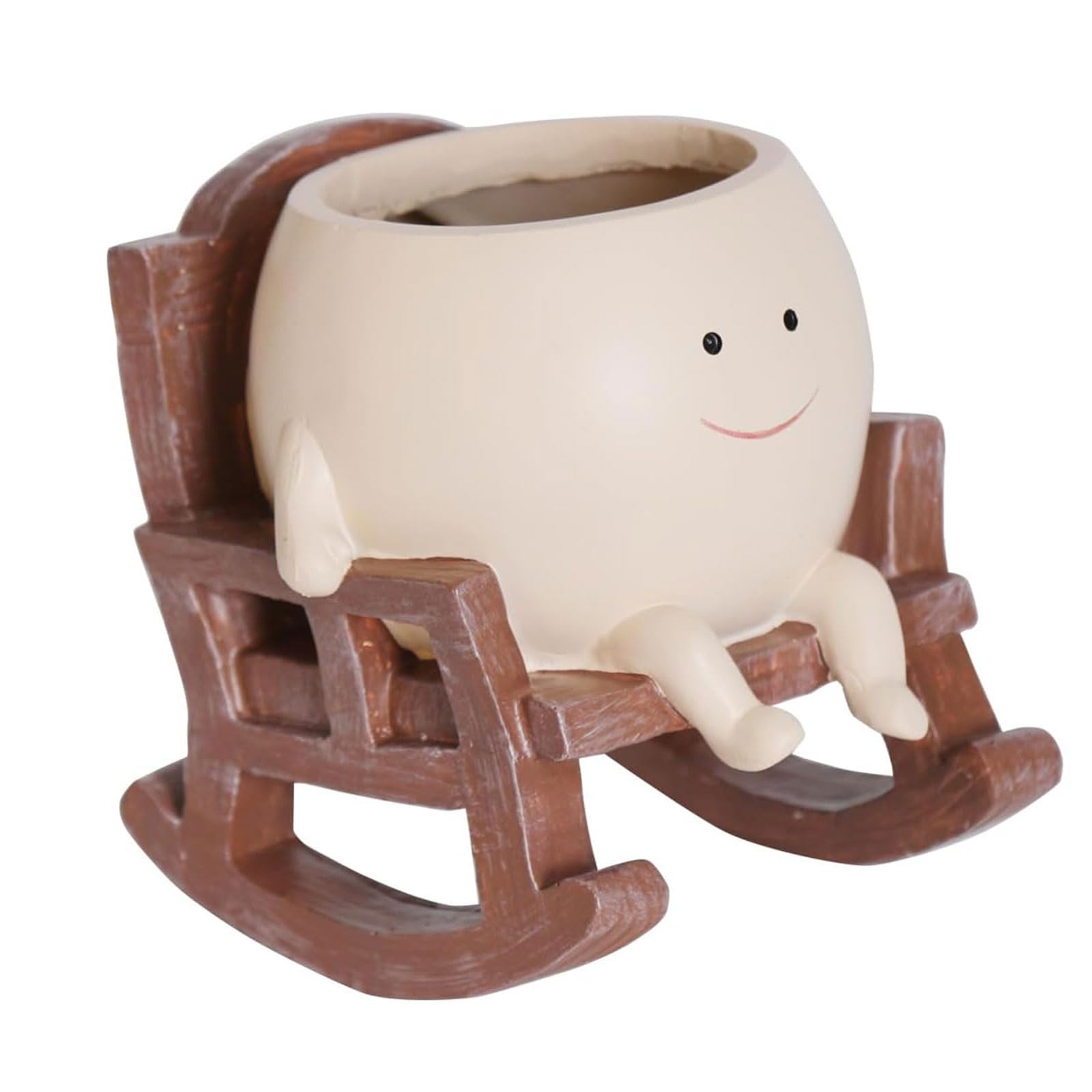 笑顔 植木鉢 かわいい 樹脂製植木鉢 適切な 屋内屋外植物 ユニークな座り心地のロッキングチェア 多肉植物の植木鉢 母の日クリスマスクリエイティブギフト 水抜き穴付き ロッキングチェアのサムネイル
