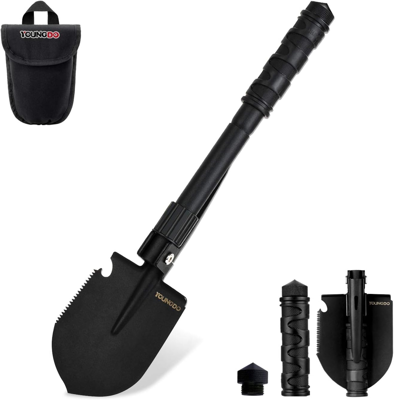 多機能シャベル スコップ 園芸用スコップ 3段階調整可能 緊急ツール 災害対策 車載スコップ つるはし ..