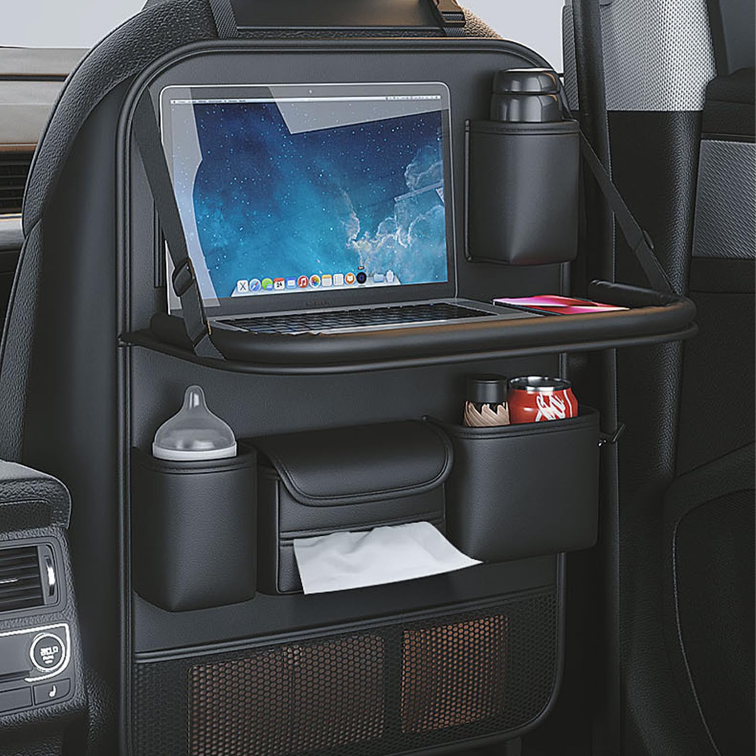 シートバックポケット 車 テーブル 後部座席収納 テーブル機能付き 折りたたみ キックガード 汚れ防止 ..
