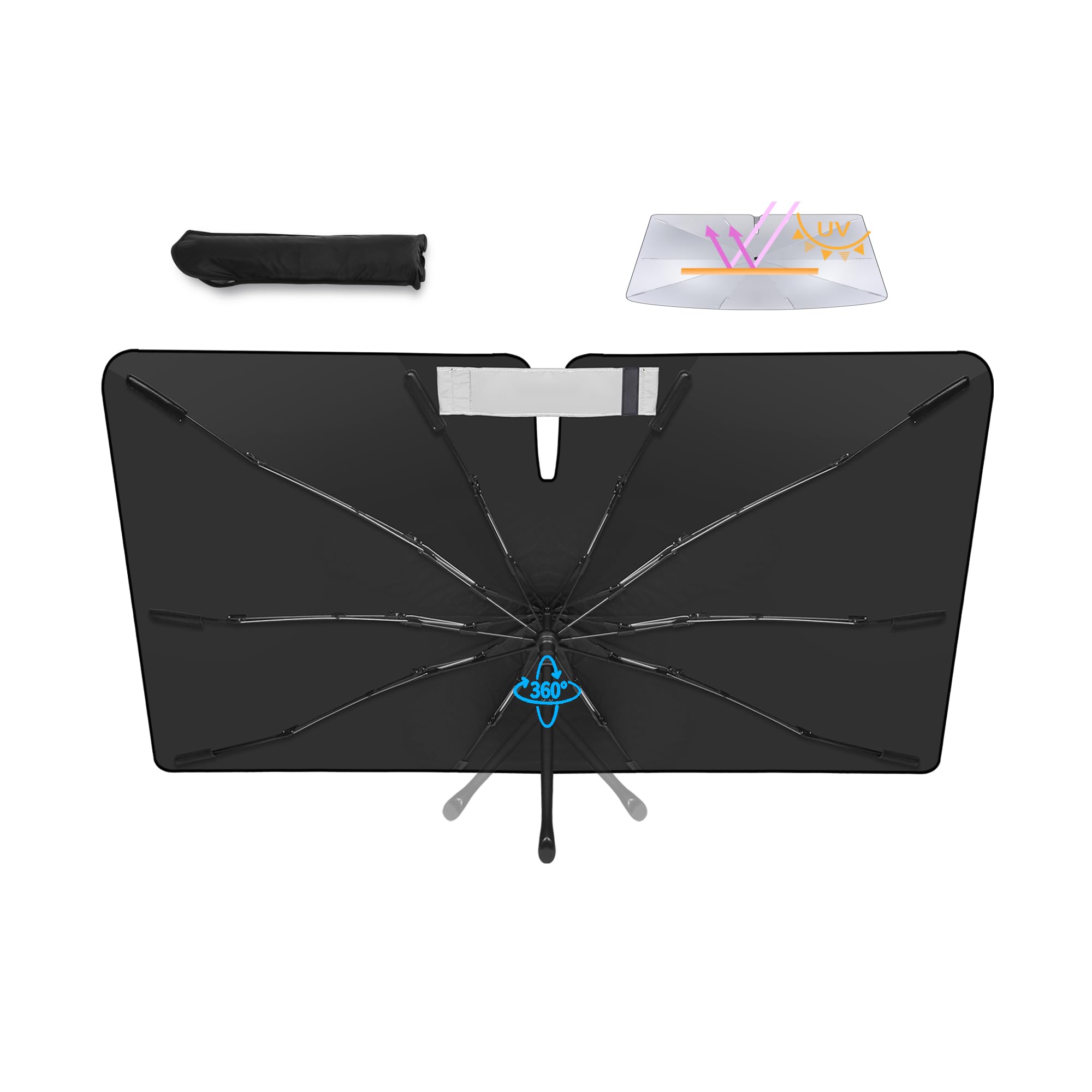 スバル との互換性あり クロストレック 車用サンシェード 360度回転します 10本骨 ガラス繊維 フロント..