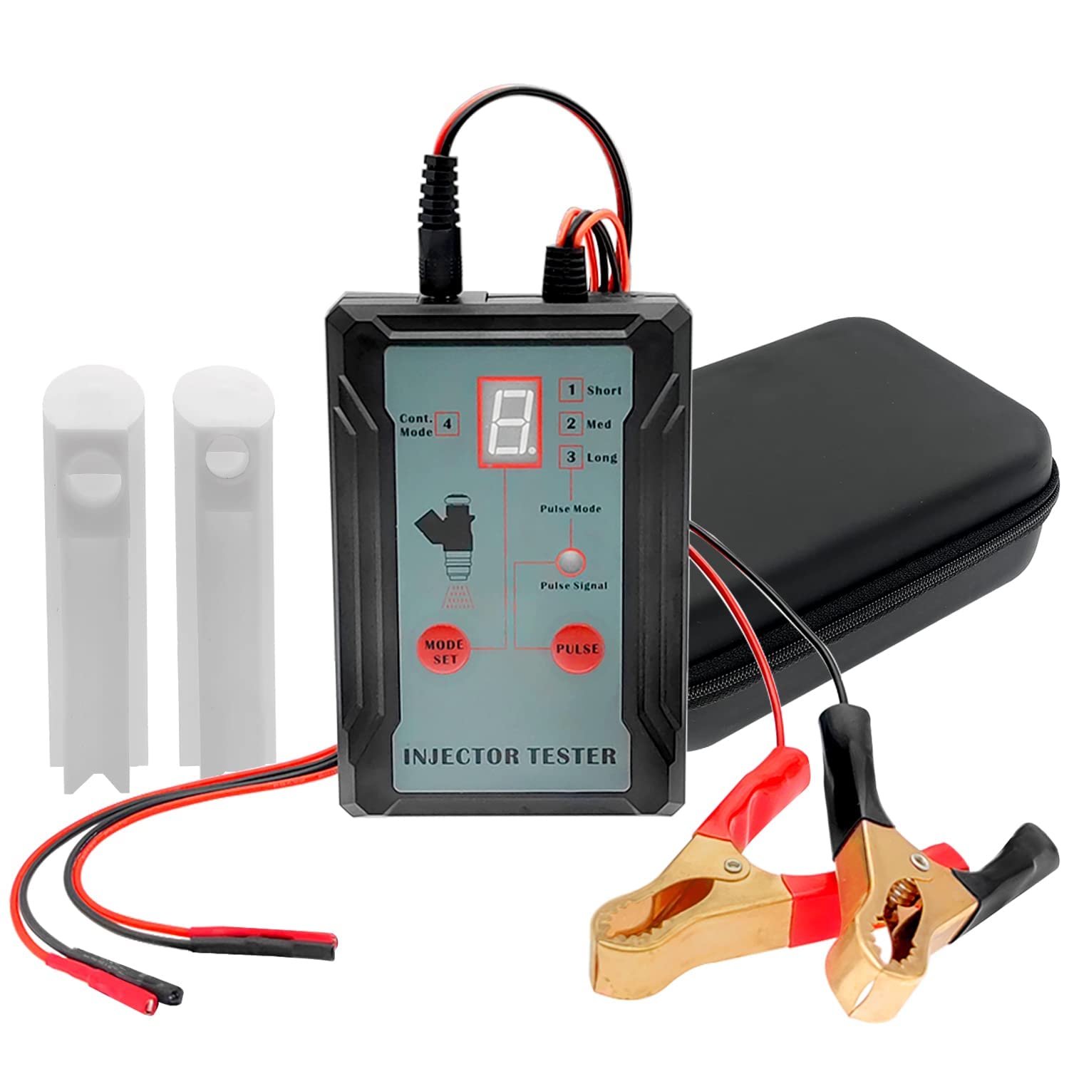 燃料インジェクター テスターとクリーナー キット、アダプター DIY クリーニング ツール、2 つの燃料インジェクターを同時にテストできます。8 パルスの高出力と低出力のドライブ モード。 電源コード長さ1M、ショートプロテクタ付