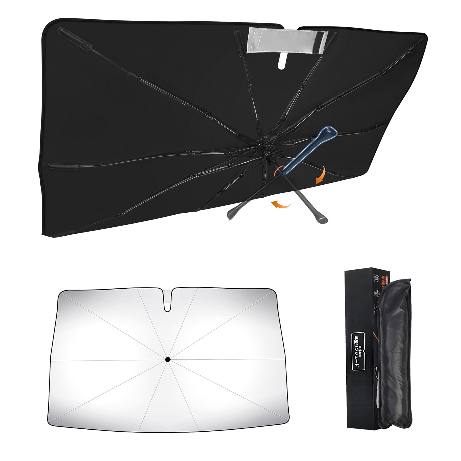 新型 N-BOX JF5/6 専用 傘型サンシェード 車種専用設計 360°回転可能 遮光 断熱UVカット フロントガラ..