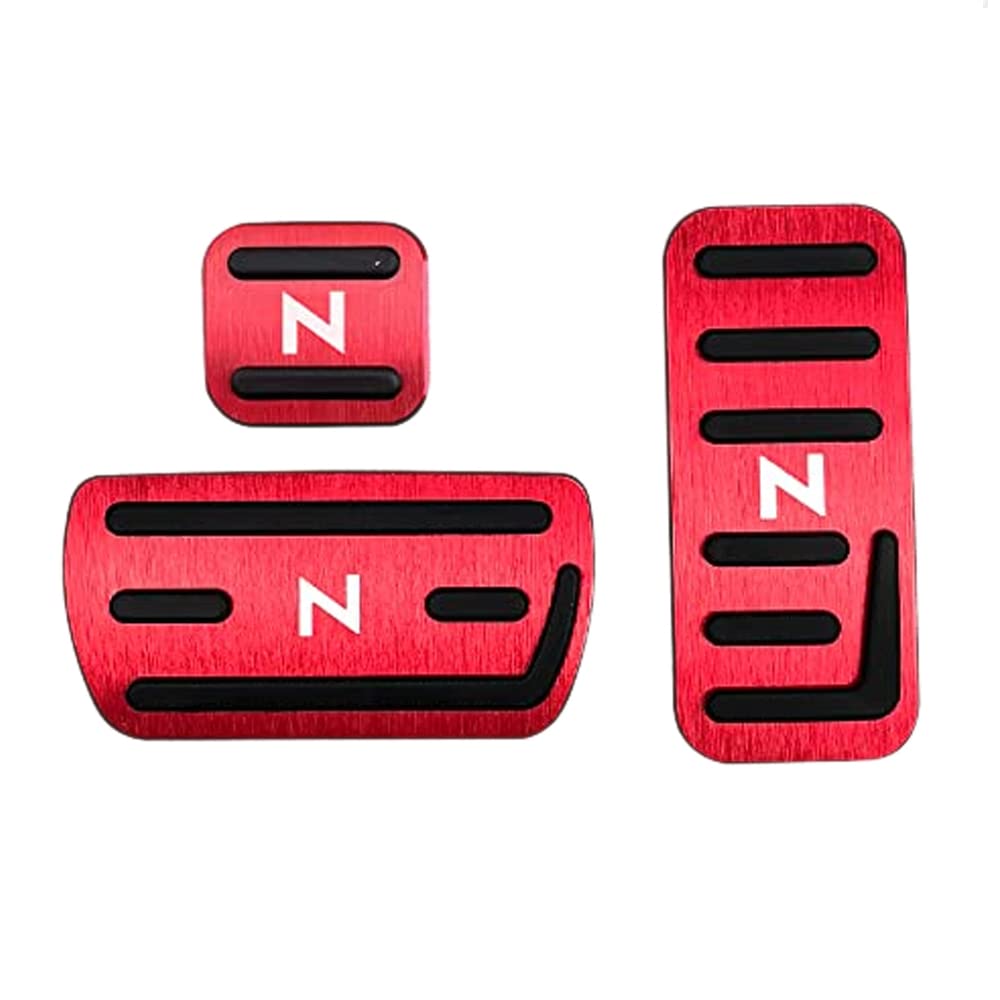 ホンダ Nシリーズ 専用設計 高品質 アルミ ペダル 工具不要 ブレーキ アクセル パーキング 適合多数 N-BOX JF1-JF4 JF5 JF6 N-WGN JH1-JH4 N-ONE JG1-JG4 N-VAN JJ1 JJ2 防キズ 防汚れ 滑り止め 3点セット レッド