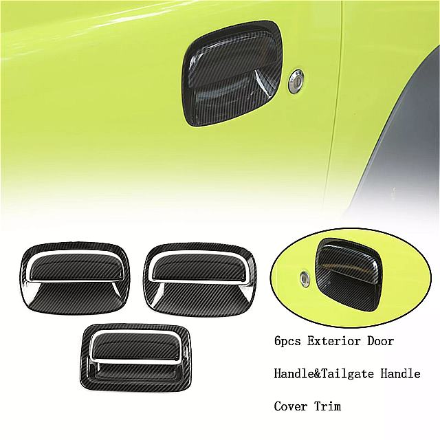 Areyourshop 6pcs カーボンファイバー abs ドアハンドル テールゲート ハンドル トリム for jimny 2019 2020 2021 カー auot exterioe アクセサリー パーツ