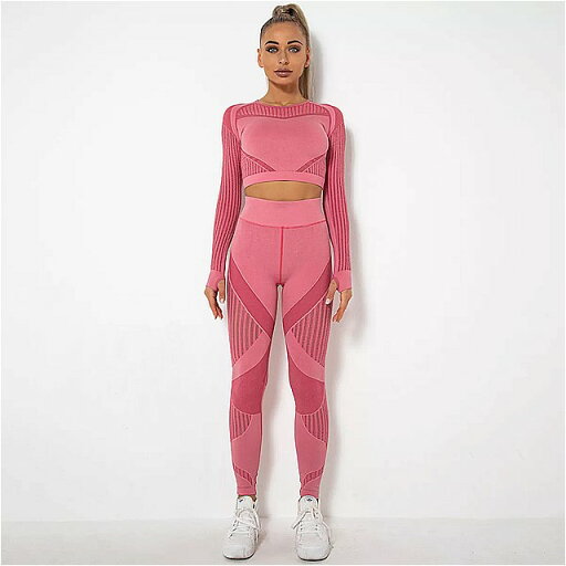シームレス な フィットネス スーツ ヨガ セット 女性 ワークアウト 服ロング スリーブ シャツ ハイ ウエスト ランニング レギンス ワークアウト パンツ シームレス な フィットネス スーツ ヨガ セット 女性 ワークアウト 服ロング スリーブ シャツ ハイ ウエスト ランニング レギンス ワークアウト パンツ
