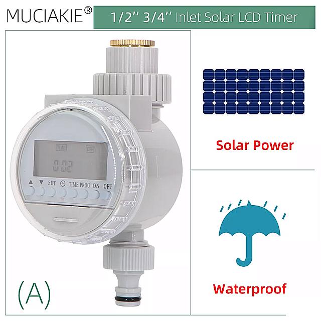防水 ソーラータイマー ガーデン ウォータータイマー 灌漑バルブコントローラー 自動LCDディスプレイ