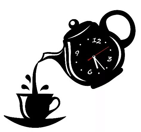 クリエイティブ 3Dアクリル ミラー コーヒー ティーポット 壁 時計 ステッカー 装飾 壁 時計 部屋 ケトル 壁 ステッカー 壁 時計 家 装飾