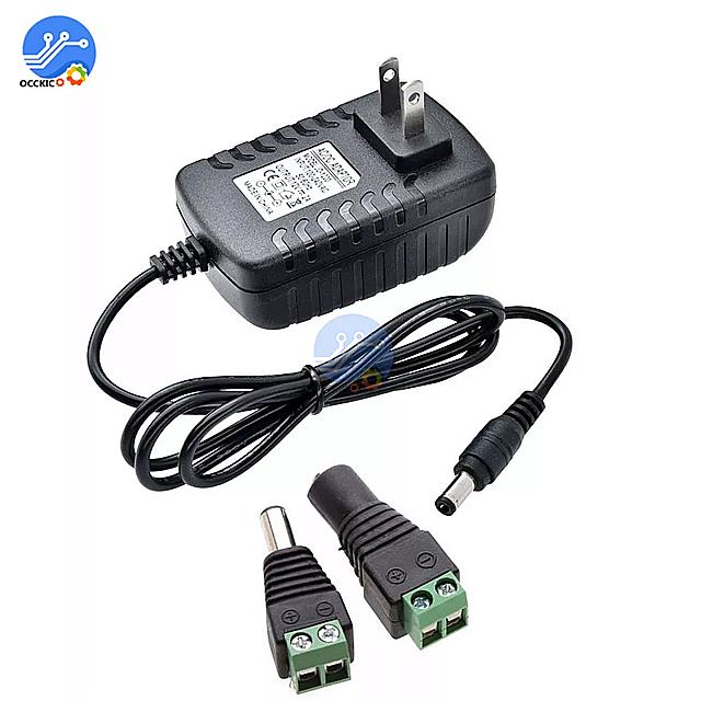 12V 2A 24 ワット EU 米国の プラグ イン Adapte に AC110-220V DC 12V 2A 5.5*2.1 ミリ メートル 電源 供給 女性 と 男性 コネクタ Led ストリップ