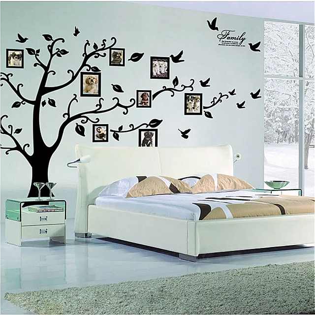 4ピース/セット木フォトフレーム植物ウォール ステッカー 鳥の家の 装飾 子供 のための 寝室 diy テレビ の背景の壁 ポスター ホーム 装飾