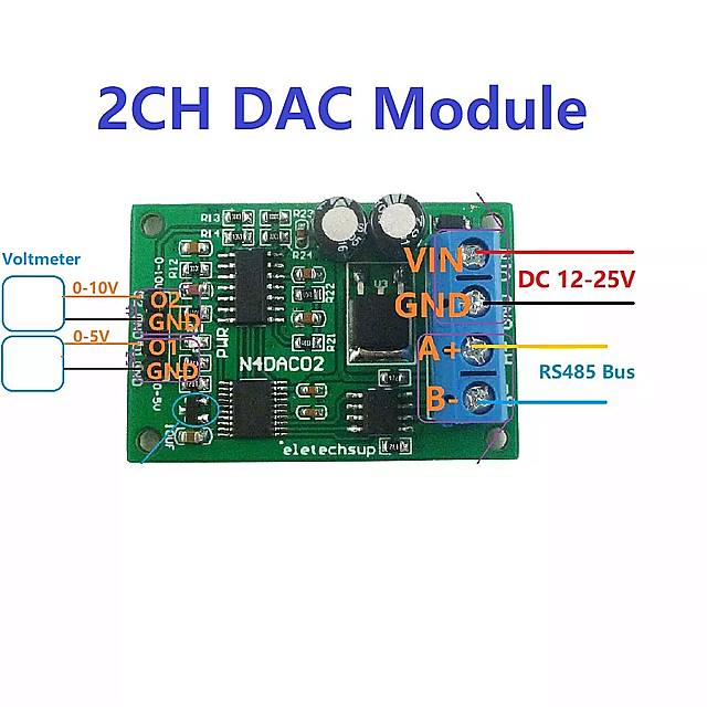 Dc 12v 2CH dac モジュール 0-5v 0-10v pwm 電圧 に アナログ コンバータ RS485 modbus rtu ボード