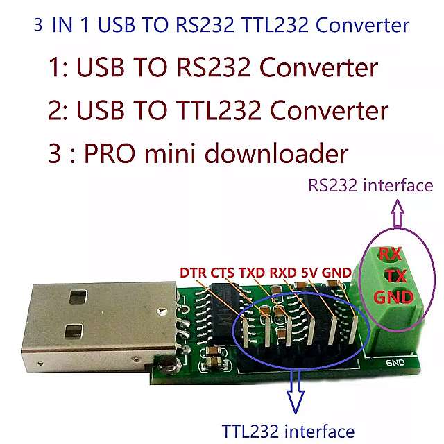 Usb シリアルポート 多機能 変換 モジュール RS232 ttl CH340 SP232 ic WIN10 プロ ミニSTM32 avr plc ptz modubs