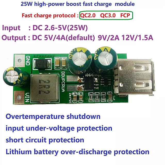 20 bg DC 3.3-5  5 V-12 V DC DC  Ro[^  Usb W[ QC3.0 2.0 FCP } [d  18650 `E CI Li-Po `E obe