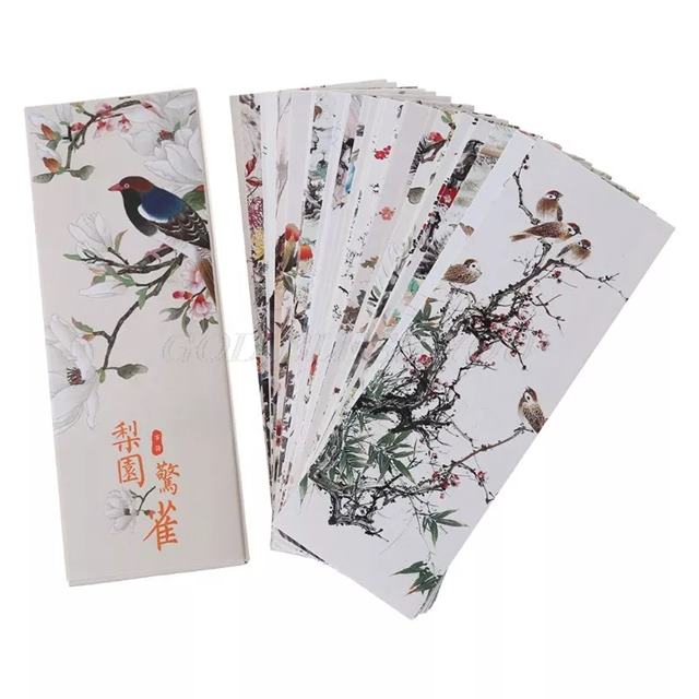 30 個 18 スタイル クリエイティブ 中国風の花紙ブック マーク 絵画 カード レトロ 美しい箱入りブック マーク 記念品