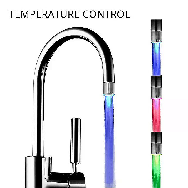 Zhangji 浴室 LED 蛇口 エアレーター水力シャワーLEDタップライト 節水 キッチン カラフルなエアレーター3 color warm control