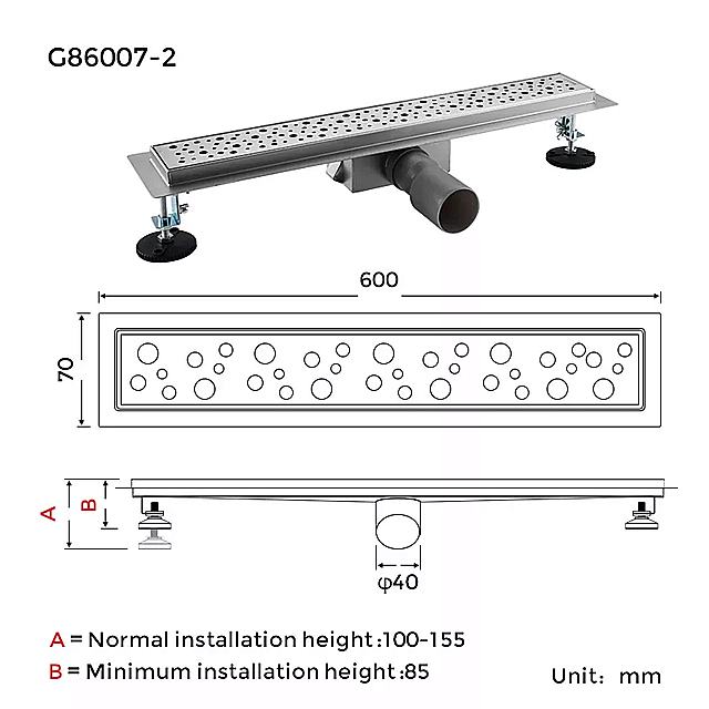 Gappo- ステンレス 鋼の床 排水 カバー 長い 70x500mm バスルーム の シンク 用 オーバーフロー カバー