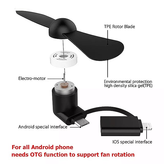 BinFul ミニ ポータブル クールマイクロ usb ファン携帯 電話 usb ガジェットテスターのための iphone 5 5s 6 6s 7 プラス 8 × XR xs android 携帯