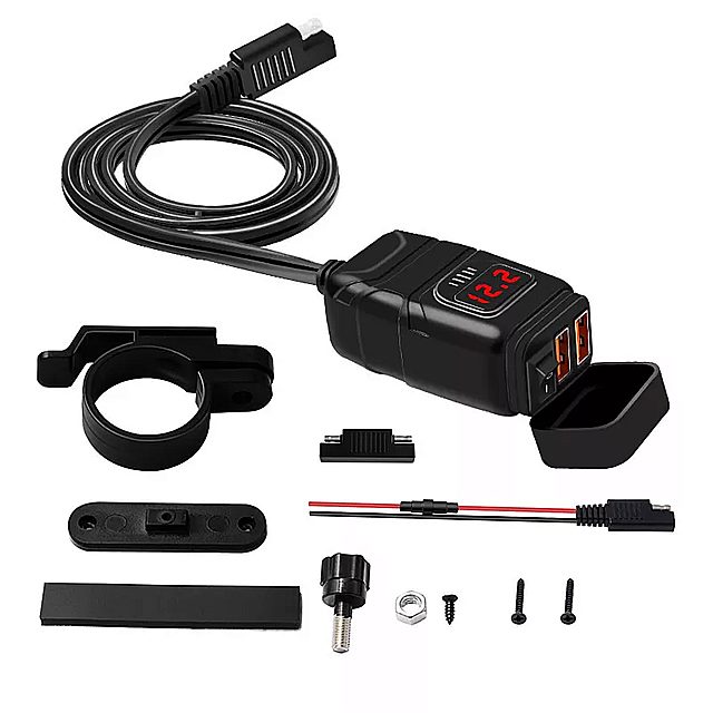 オート バイ および 自動 車 用の 防水 充 電 器 USB アダプタ 12V デュアル 急速 充 電 3.0 電 圧計 モーターサイクル アクセサリ