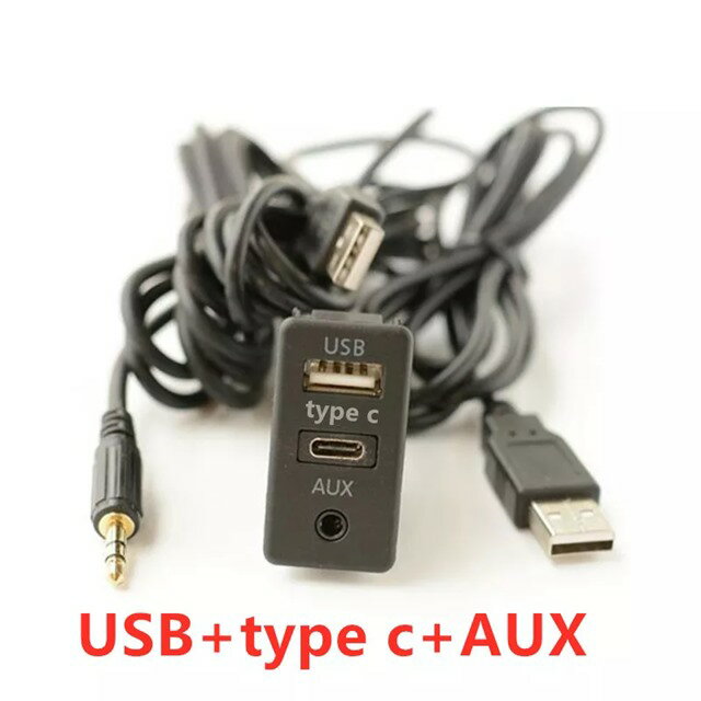USB Type-Cフラッシュマウント ケーブル 自動車 およびボート用の自動 延長 ケーブル 3in 1 長さ3.5mm 延長 ケーブル