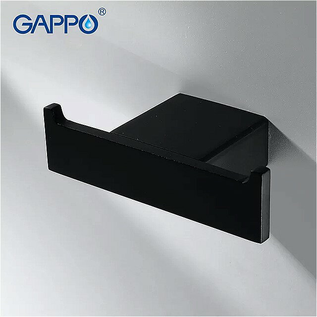 GAPPO バスウェア セット 黒 ステンレス 鋼 紙 ホルダー ローブ フック 石鹸 棚 トイレ ブラシ セット 浴室 付属品 3