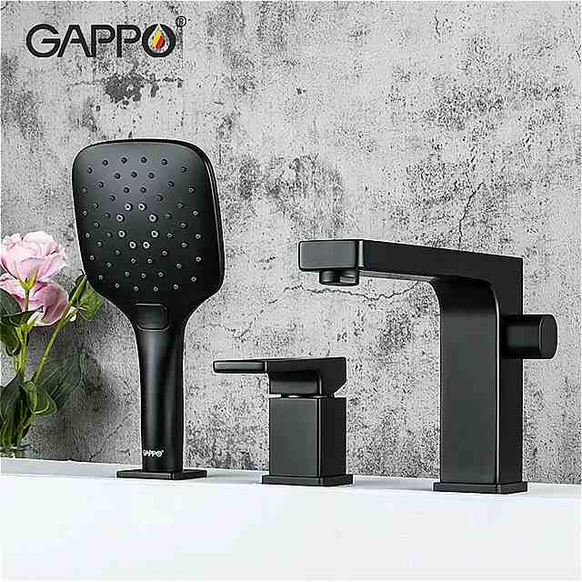 Gappo- 浴槽 の 蛇口 黒い滝の 蛇口 シャワー ミキサー スプリット ボディ robinet baig