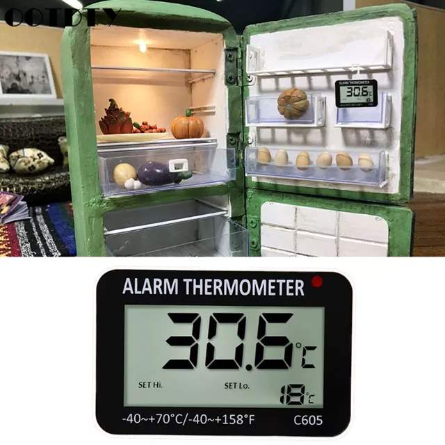 高温 および 低温 アラーム バッテリー を備えた 冷蔵庫 冷凍庫 用の 吊り下げ式 磁気 デジタル アラーム 温度計
