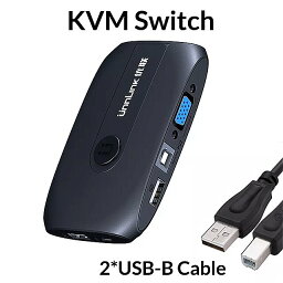 Unnlink 2X1 vga kvm スプリッタ エクステンダー usb 2.0の共有 スイッチ ボックス セレクタ モニター 2 コンピュータ ラップトップ用個