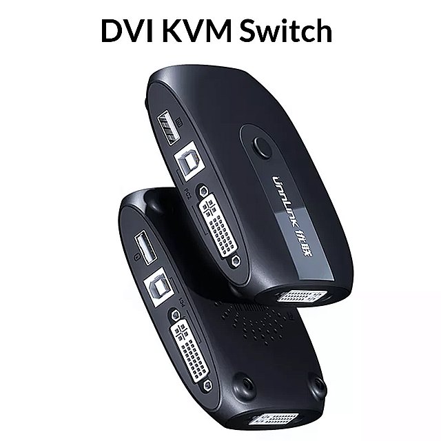 Unnlink 2X1 dvi kvm スイッチ ボックス セレクタ dvi スイッチ アウト共有 usb 2.0 モニター 用 2 コンピュータ ラップトップ個