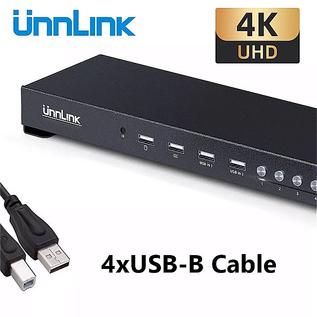 Unnlink 4 ポート hdmi対応kvm スイッチ と キー 4 18k 30 60hz 2 18k 1080 1080p 60hz usb共有 モニター プリンタ 4個用