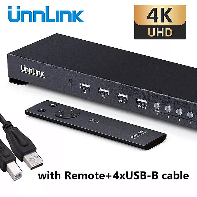 Unnlink 4 ポート hdmi対応kvm スイッチ と キー 4 18k 30 60hz 2 18k 1080 1080p 60hz usb共有 モニター プリンタ 4個用 0