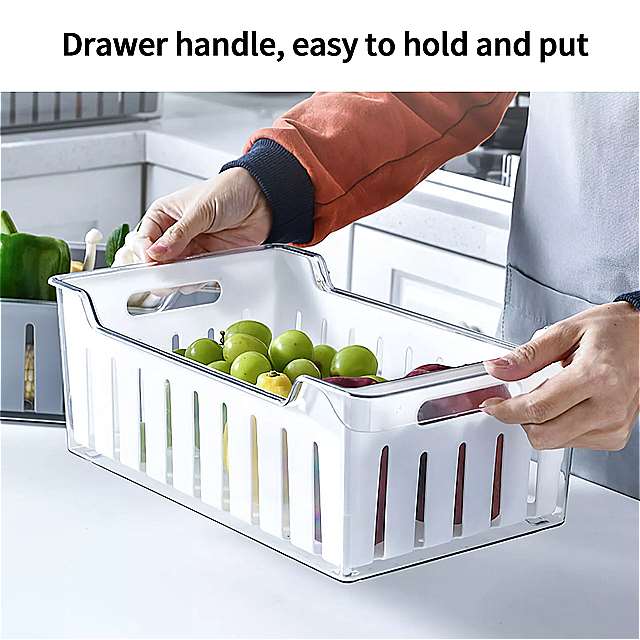冷蔵庫の新鮮な ボックス オーガナイザー透明な冷蔵庫 収納 ビンコンテナ キッチン バスケット 大容量 食品 収納 容器