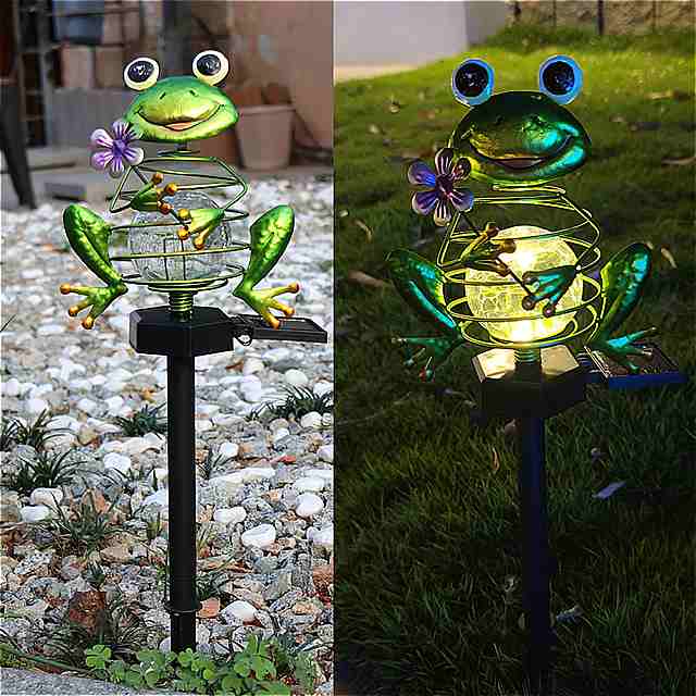 カエルの形をした 防水 ソーラー LED ランプ 樹脂製の芝生 ランプ 装飾 庭 や 屋外 を発見するための道路 装飾