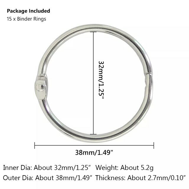 金属製 ルーズリーフ 付き ブックバインダー 16?80mm ヒンジ 付き リング キー ホルダー アルバム スクラップブック 黒 オープン リング オフィス